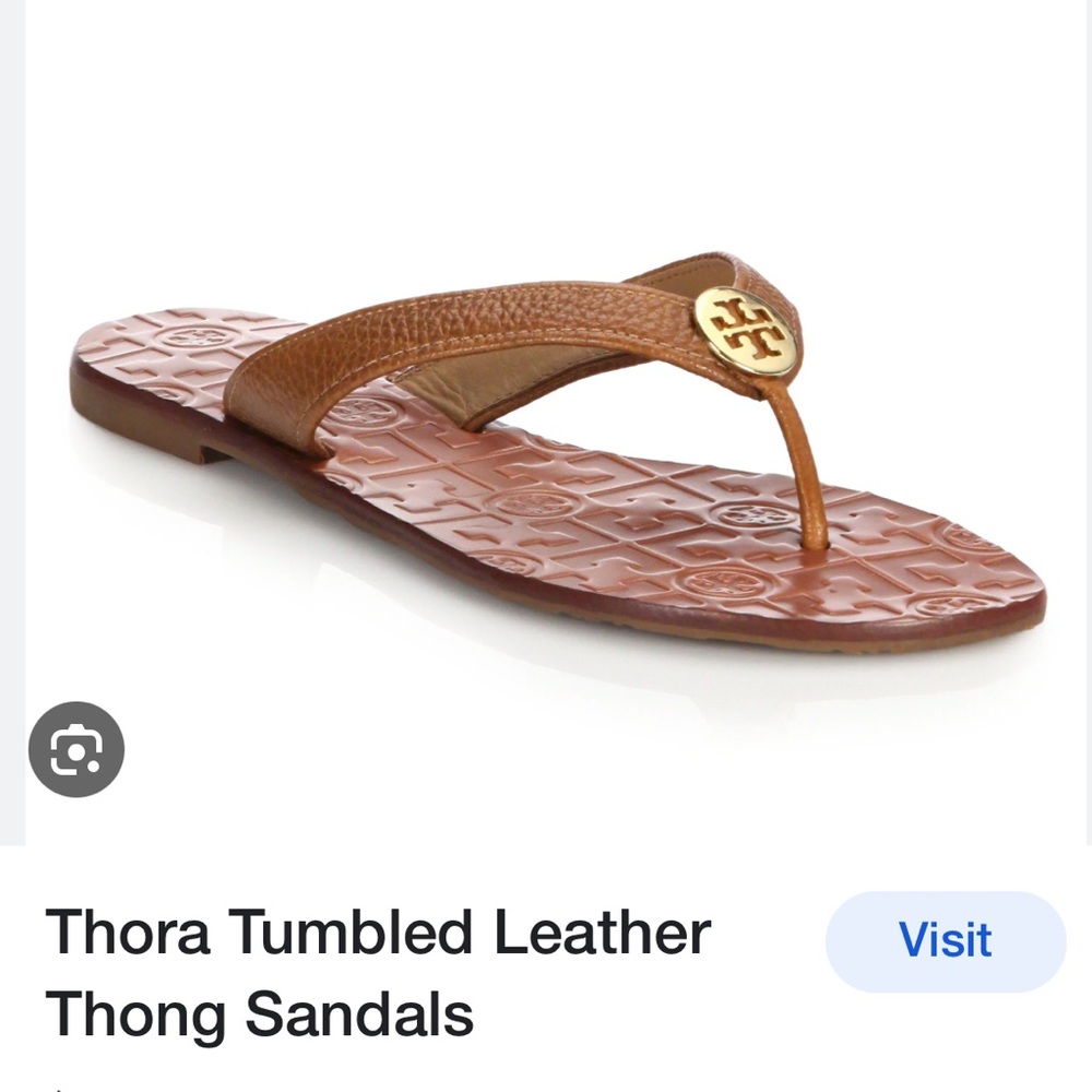 Tory Burch Thora Sandal. Tumbled Leather.  Royal Tan/Gold. Size 8